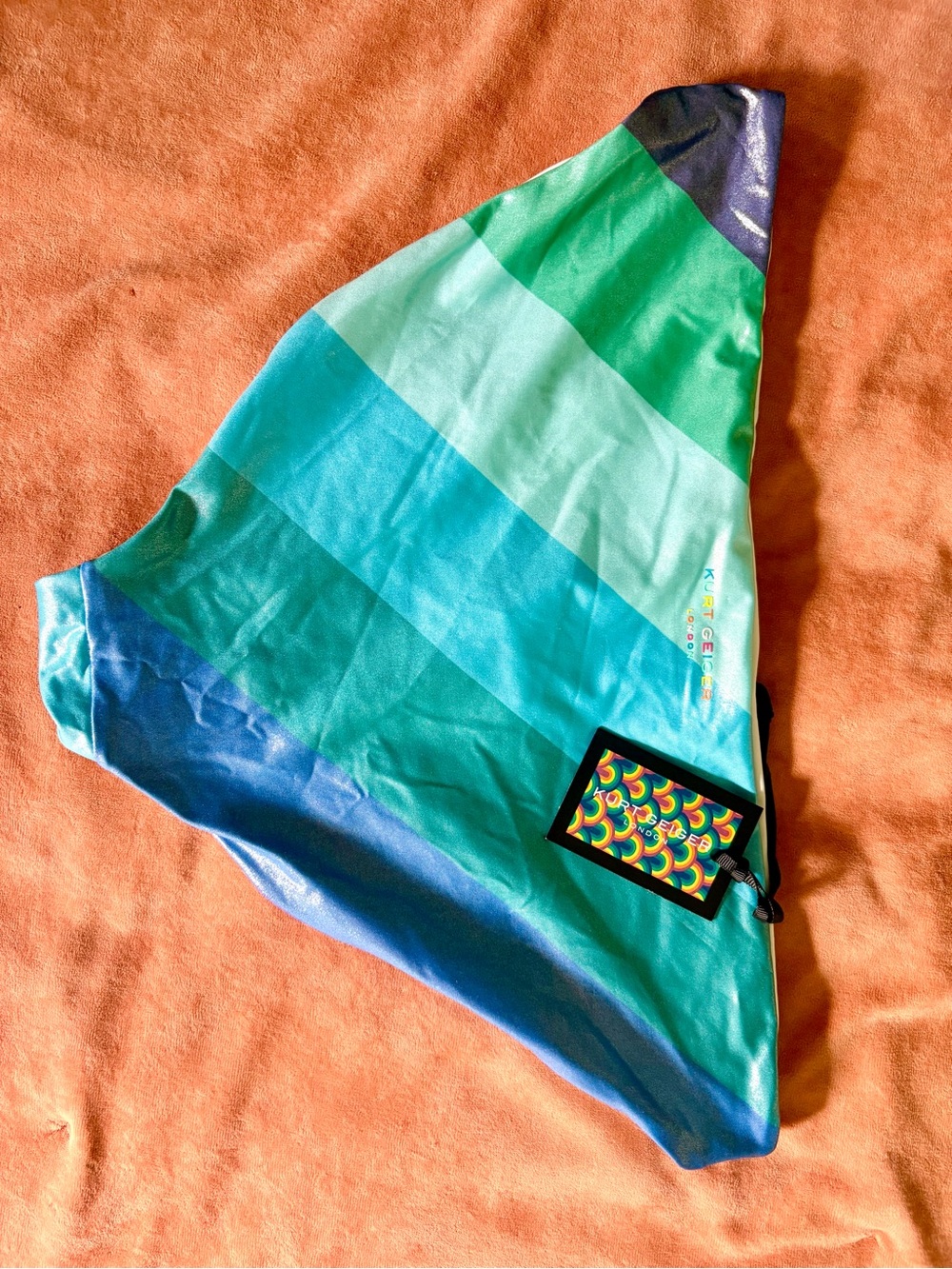 Kurt Geiger Metallic Blue Green Colorblock Bikini Bottoms